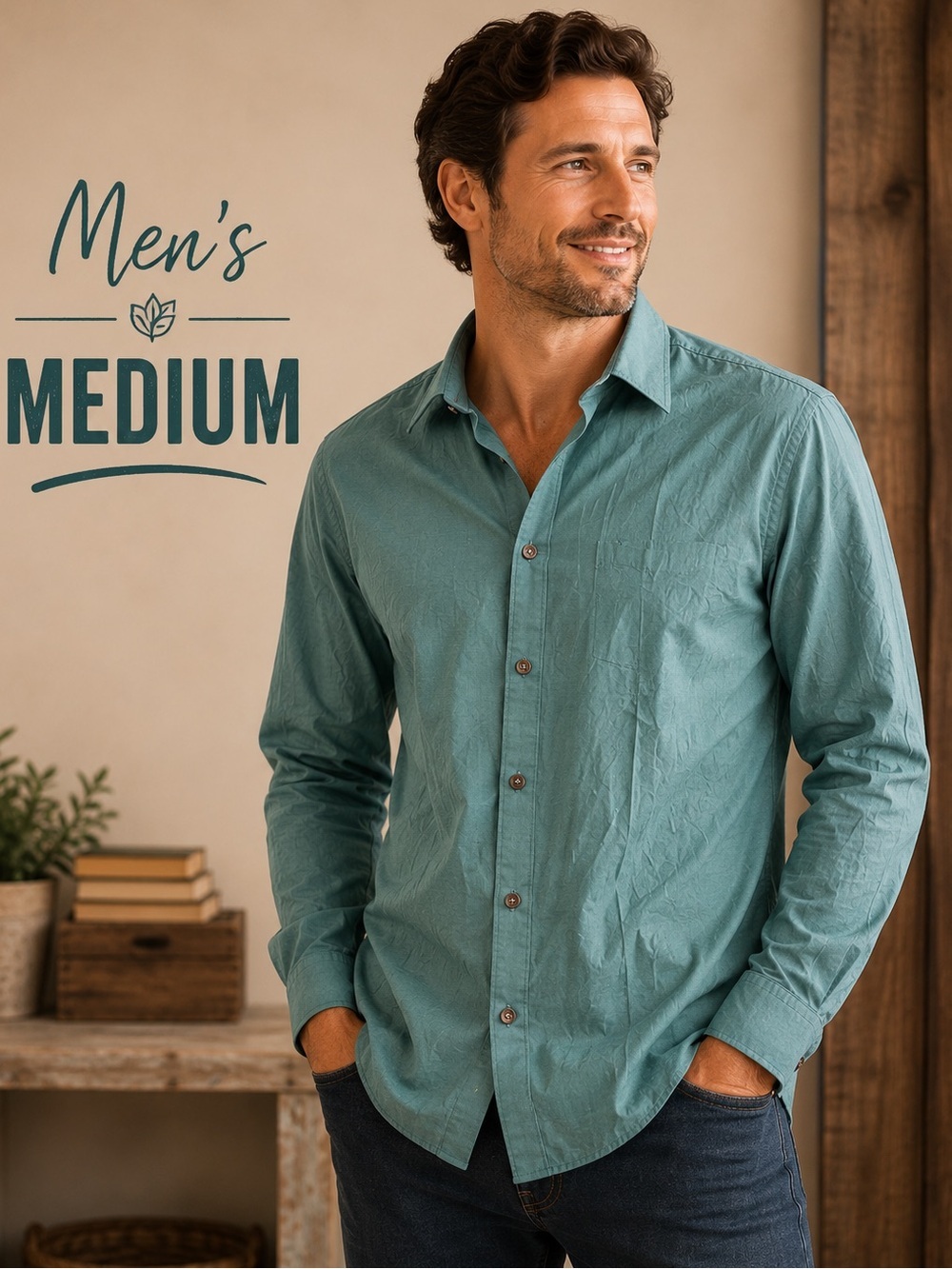 Axist Men's Long-Sleeve Dress Shirt in Sage MEDIUM